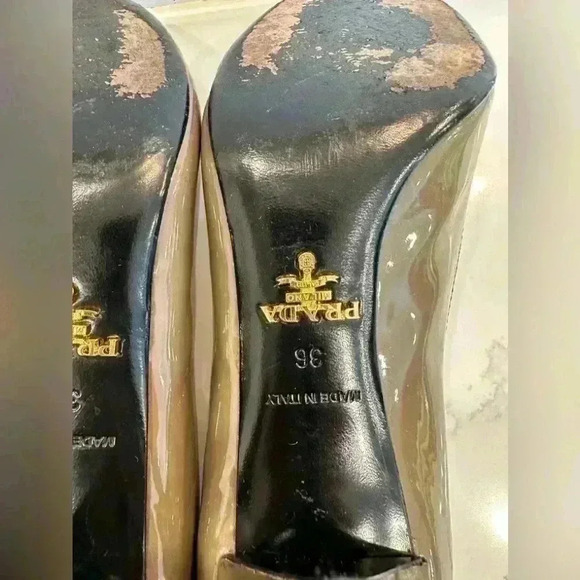 Prada Milano Patent Leather Stiletto Pumps (Dark Taupe) Size 36 - Picture 7 of 11